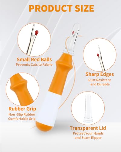 Needle and Thread Seam Ripper, Rippers for Sewing and Thread (Orange) - color: Orange