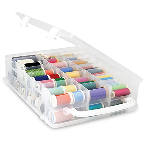 Dritz Double-Sided Thread Storage Box, 48 Compartments, Clear