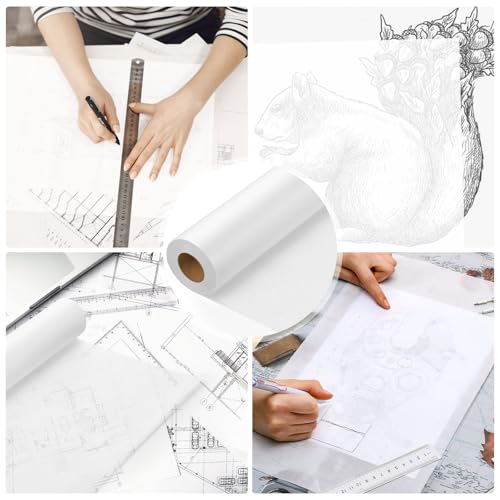 Tracing Paper Roll 17 in × 50 yd, White Translucent for Sewing, Drawing - size: 17in x 50yd