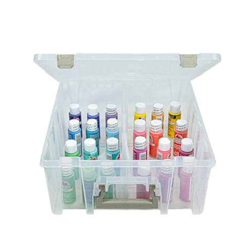 ArtBin 6990SO Super Satchel Double Deep with Removable Dividers, Large Portable Art & Craft Storage with Handle, Translucent/Gold