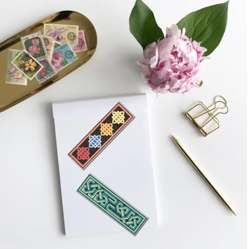 FREEBLOSS 6 Set Cross Stitch Bookmark Kit Cross Stitch Kit Celtic Knots Stamped Embroidery Bookmark with Instruction Cross Stitch Kits for Adults DIY Bookmark Kit 8.66''x3.15'' - style: Celtic Knot