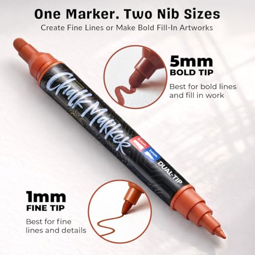 Chalkola 8 Erasable Pastel Dual Tip Chalk Markers for Blackboard Chalkboard - size: Dual Tip - 1mm+5mm