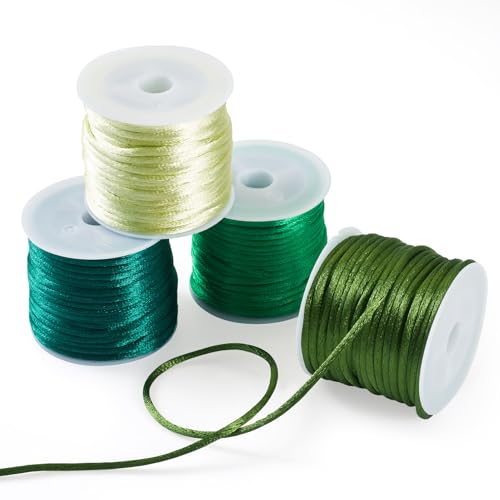 Elecrelive 40 Yards Rattail Satin Cords Green Nylon Beading String - color: Lime Green