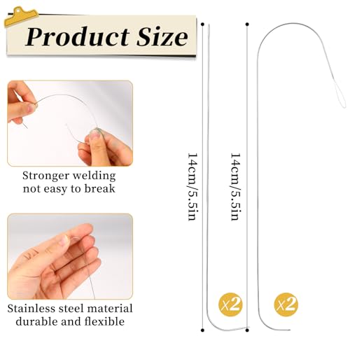 4Pcs Bead Spinner Needles Big Eye Beading Needles Stainless Bead Needle,Bead Needles for Jewelry Making Bracelet Necklace Jewelry Making (Needle) - size: 4pcs