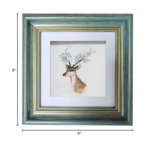 Square Picture Frame 6x6 Blue with 4x4 Mat - color: Blue, size: 6x6
