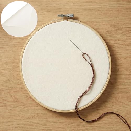 12 PCS Embroidery Fabric Squares Cotton Cloth Beige 8 x 8 Inch - color: Beige, size: 8 x 8 Inch