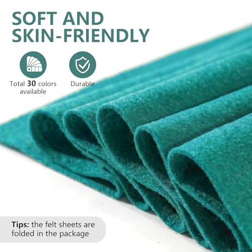 Peacock Green Soft Felt Sheet 36'' X 36'', 1.4mm Large Felt Fabric Sheet - color: Peacock Green