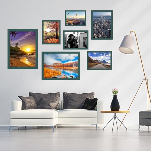 10x14 inch Wood Picture Frames for Wall Hanging,Diamond Painting Frames Rectangle Baby Scan Picture Frame for Family Walls Decoration,Anniversary,Wedding,Christmas,Halloween,Shower,Certificate (Dark - color: Dark Green, size: 10x14 inch