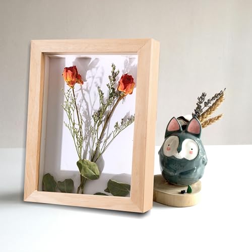 5x7 Shadow Box Frame Small Shadow Box Display Case 4 Pack Natural Wood Picture Frame Glass Surface Internal Depth 0.6 inch for Wall Or Tabletop - color: Teak, size: 5x7 inch