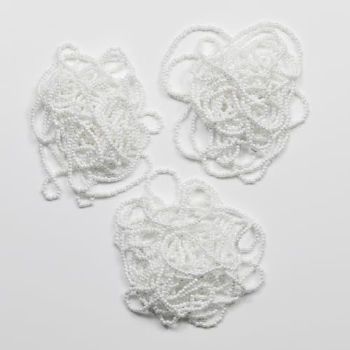 11/0 Glass White Pearl Color Seed Beads Hanks (1 Hank 3 Meters) Total 3 String Hanks About 6000pcs, 9 Meters String Clear AB Seed Beads Strand Hanks (White Pearl) - color: White Pearl