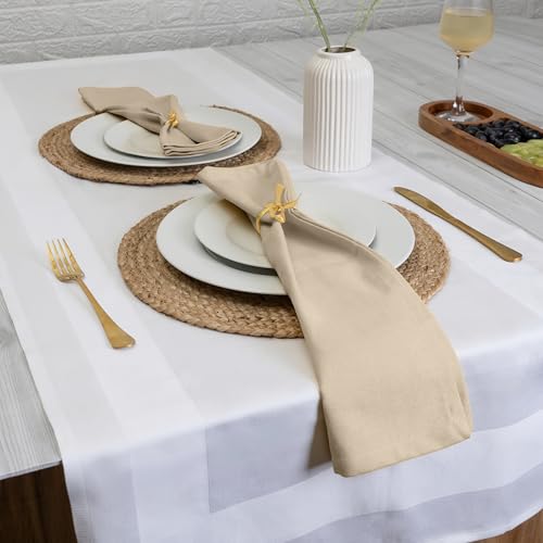 Blue Needles Solid Cloth Napkins 100% Cotton Set of 6-18 x 18 Inches - color: Beige, size: 18" x 18" (Set of 6)