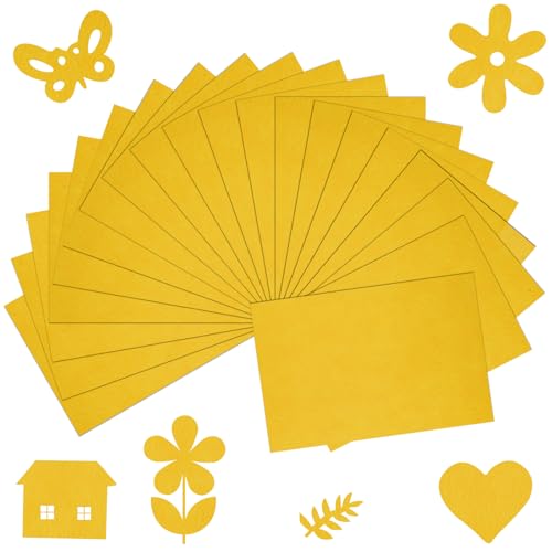 20 Pcs Yellow Felt Fabric Sheet 8" x 12" Assorted Color Felt Fabric Sheets for Crafts DIY Handcraft Sewing Squares Patchwork Nonwoven - color: Yellow