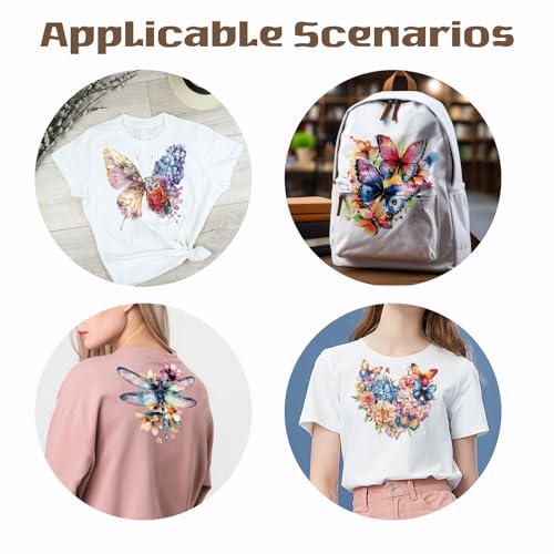 SUPERDANT 4PCS Butterfly Flowers Iron on Transfer Paper Dragonfly Florid Heat Transfer Sticker Washable Iron on Decals for T Shirts DTF Transfers Ready to Press for Clothing Hoodie Jackets DIY Gift - style: Butterfly Flowers