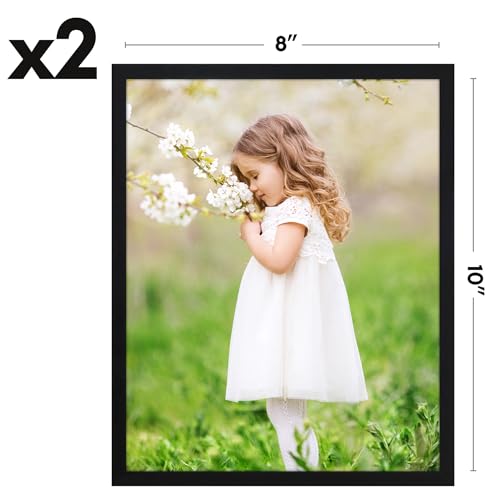 Americanflat 8x10 Picture Frame 2-Pack - Slim Molding - Black - size: 8X10