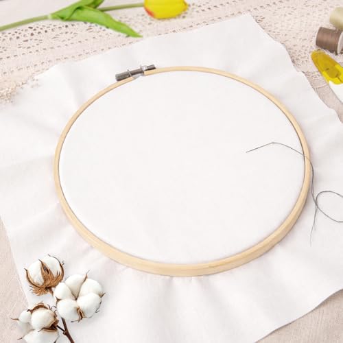 20 PCS Cotton Embroidery Fabric, Natural Color Cloth Squares - color: Natural Color, size: 5.9 to 19.6 Inch