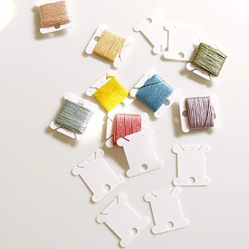 Plastic Floss Bobbins for Cross Stitch Embroidery Cotton Thread Craft Sewing Storage, Thread Cards, Friendship Bracelet Bobbins （White-120 Pcs ）