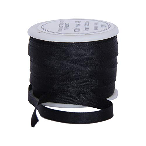 Threadart Black 4mm 100% Pure Silk Ribbon - Single Spool - color: Black, size: 4MM