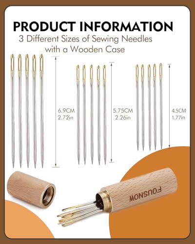 FOUSNOW 19 Pcs Hand Sewing Needles Kit, Assorted Sewing Needles - size: 15 Pcs