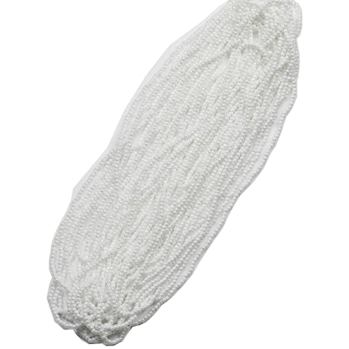 11/0 Glass White Pearl Color Seed Beads Hanks (1 Hank 3 Meters) Total 3 String Hanks About 6000pcs, 9 Meters String Clear AB Seed Beads Strand Hanks (White Pearl) - color: White Pearl