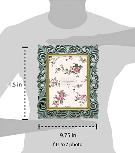 Laura Ashley 5x7 Light Blue w/Gold Resin Scroll Design Picture Frame - color: Light Blue with Gold, size: 5x7