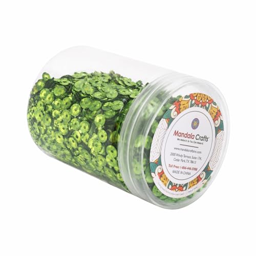 Mandala Crafts 6mm Cup Holographic Light Green Sewing Embroidery Sequins - color: Holographic Light Green, size: 6mm Cup Sequins