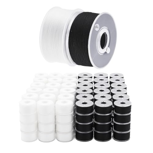 Mandala Crafts Black White 15J SA156 Prefilled Bobbin Thread, 144 PCs - color: Black White, size: Size A 144 X 142 Yards