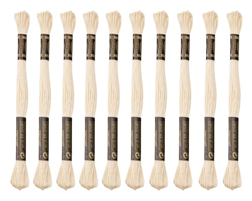 12 Skeins Embroidery Cotton Floss of 8.75yds for DIY Embroidery, Beige - color: Beige