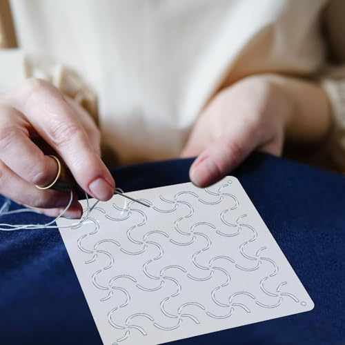 20 Pcs Sashiko Stencils 5.1 x 5.1 Inch Plastic Sashiko Template Pattern Geometric Embroidery Stabilizers Drawing Line Template for Hand Quilting Sewing - size: 5.1 x 5.1 inch