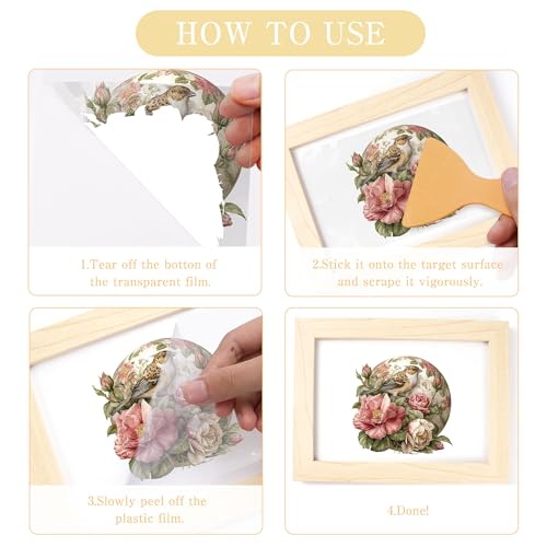 16 Pcs Vintage Floral Rub-On Transfers for Furniture & Crafts, 6 x 6 Inch - style: Vintage Rose Birds