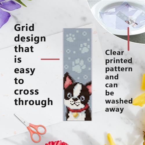 INFUNLY 6PCS Dogs Cats Cross Stitch Bookmark Kit for Beginners 8.66"×3.15" Animals Stamped Embroidery Bookmark Kit Pet Needlepoint Bookmark Kit with Instruction for Book Lovers Reader Writers - style: Dogs Cats