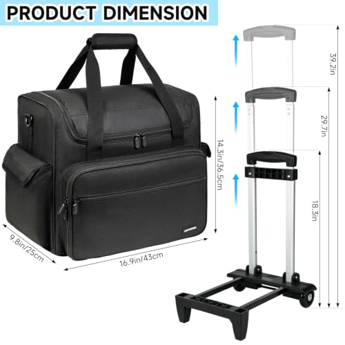 Rolling Craft Bag, Large Craft Bag with Wheels for Scrapbook Supplies - color: Black, size: With Trolley