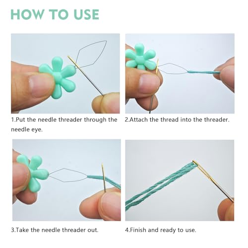 2 Pcs Needle Minders and,Needle Threader, Magnetic Needle Keeper,Cross Stitch Embroidery Hand Sewing Needlework Tools (Tulip Bouquet) - color: Tulip Bouquet