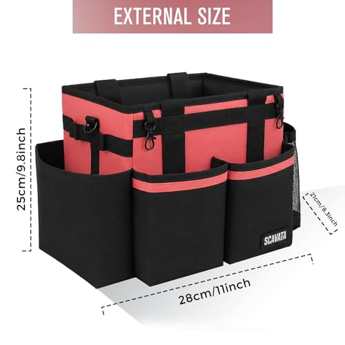 SCAVATA Compact Wearable Cleaning Caddy with Handle & Shoulder Straps - color: CaralPink