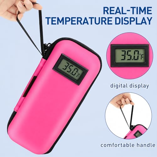 Medineed Temperature Display Insulin Travel Case, 2PCS Ice Packs, Pink - color: Pink