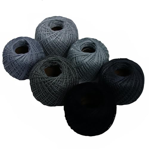 KCS Mercerized Pearl Cotton Thread Size 8 Crochet Needlework Embroidery Threads Ball (6, 02) - color: 02