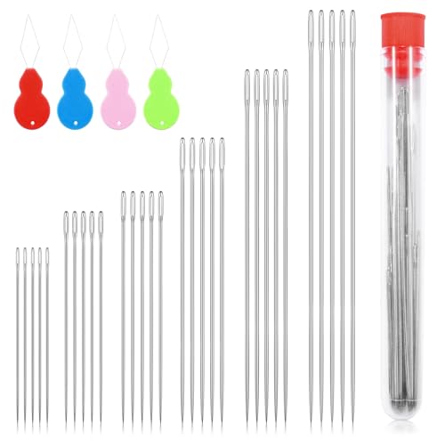 30pcs 6 Sizes Large Eye Embroidery Needles for Hand Sewing Crafts, Embroidery Needle Threader Cross Stitch for Crafts Leather Darning Tapestry Quilting Needlepoint Hand Sewing Supplies Accessories - color: 6 Sizes (1-1/2",1-3/4",2",2-3/8",3",3-5/8")x 5pcs