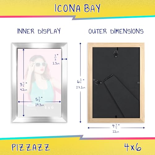 Icona Bay 4x6 Picture Frame, Silver Solid Wood Scandinavian Style Frame for Photo, Pizzazz Collection - color: Silver, size: 4x6