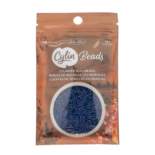 John Bead 25g Cylin Beads Opaque Cobalt Blue 11/0 Glass Cylindrical Seed Beads for Jewelry Bracelets Necklaces Earrings Making Embroidery - color: Cobalt Blue