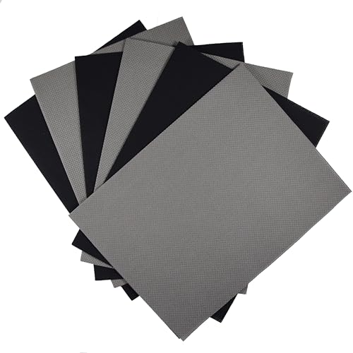 KCS 6 pc of 12" x 18"(30cmx45cm) 14CT Counted Cotton Aida Cloth Cross Stitch Fabric (Dark Grey+Black) - color: Dark Grey+black