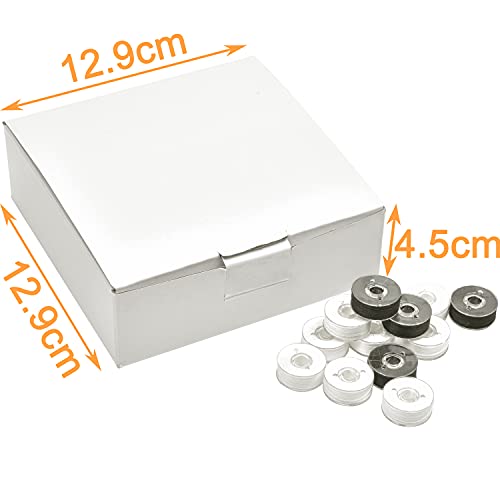 New brothread 144pcs Type L SA155 Prewound Bobbin Thread -96White + 48Black - color: 144pcs 90wt White+Black