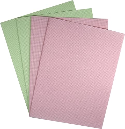 KCS 4 pc of 12" x 18"(30cmx45cm) 14CT Counted Cotton Aida Cloth Cross Stitch Fabric (Pink+Light Green) - color: Pink+light Green