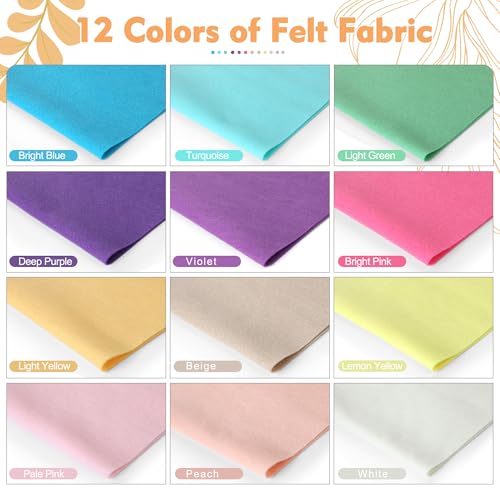 HaoFeiJH 6Pcs Felt Sheets 8"x20" (Vibrant Multicolor 12pcs) - color: Vibrant Multicolor 12pcs