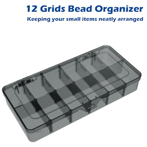 Clear Organizer Box,12 Grids Tackle Box Organizer with Adjustable Dividers - color: Gray, size: 1x 12 Grids