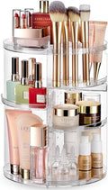 Masirs 360 Rotating Makeup Organizer Countertop, Adjustable Shelf, Clear - color: Clear
