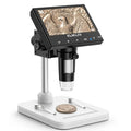 Elikliv Microscope, LCD Digital Coin Microscope 1000x, Coin Magnifier with 8 Adjustable LED Lights, PC View Compatible with Windows/MacBook, EDM4, 4.3-Inch - color: White