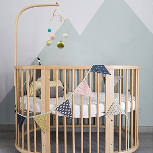 Nursery Wooden Frame DIY Handmade Kit Crib Mobile Wind Chime Bed Wood Mobile Hanger Wooden Frame Ornaments Handmade Kit, Round