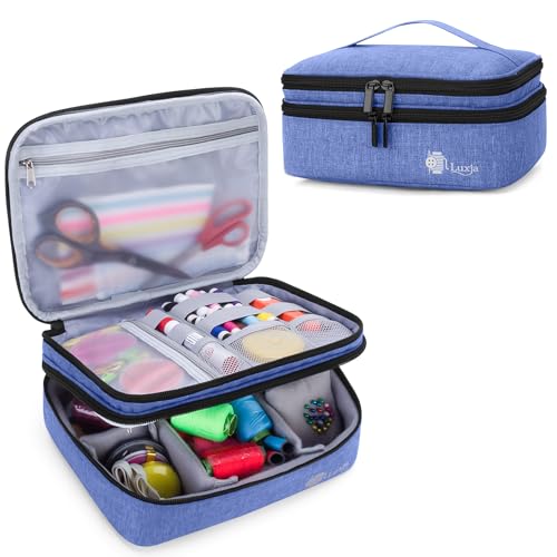 Luxja Double-Layer Medium Sewing Organizer, Dark Blue - color: Dark Blue, size: Medium