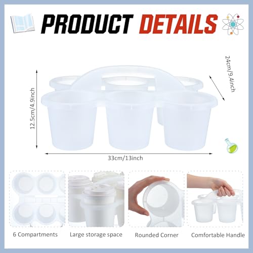 6 Pack 6 Cup Caddy for Classroom Plastic Round Desk Table Caddy, Clear - color: Clear