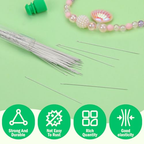 UOOU 200 Pcs Beading Needles Size 10/11 Beading Needles for Seed Beads - size: 0.4*51mm/0.45*55mm