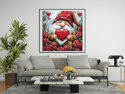 Moohue 14ct Counted Stamped Cross Stitch Kits for Adults Love Gnome Roses Printed Cross Stitch Patterns Art Crafts Cross Stitch Supplies (Love Gnome) - color: Love Gnome